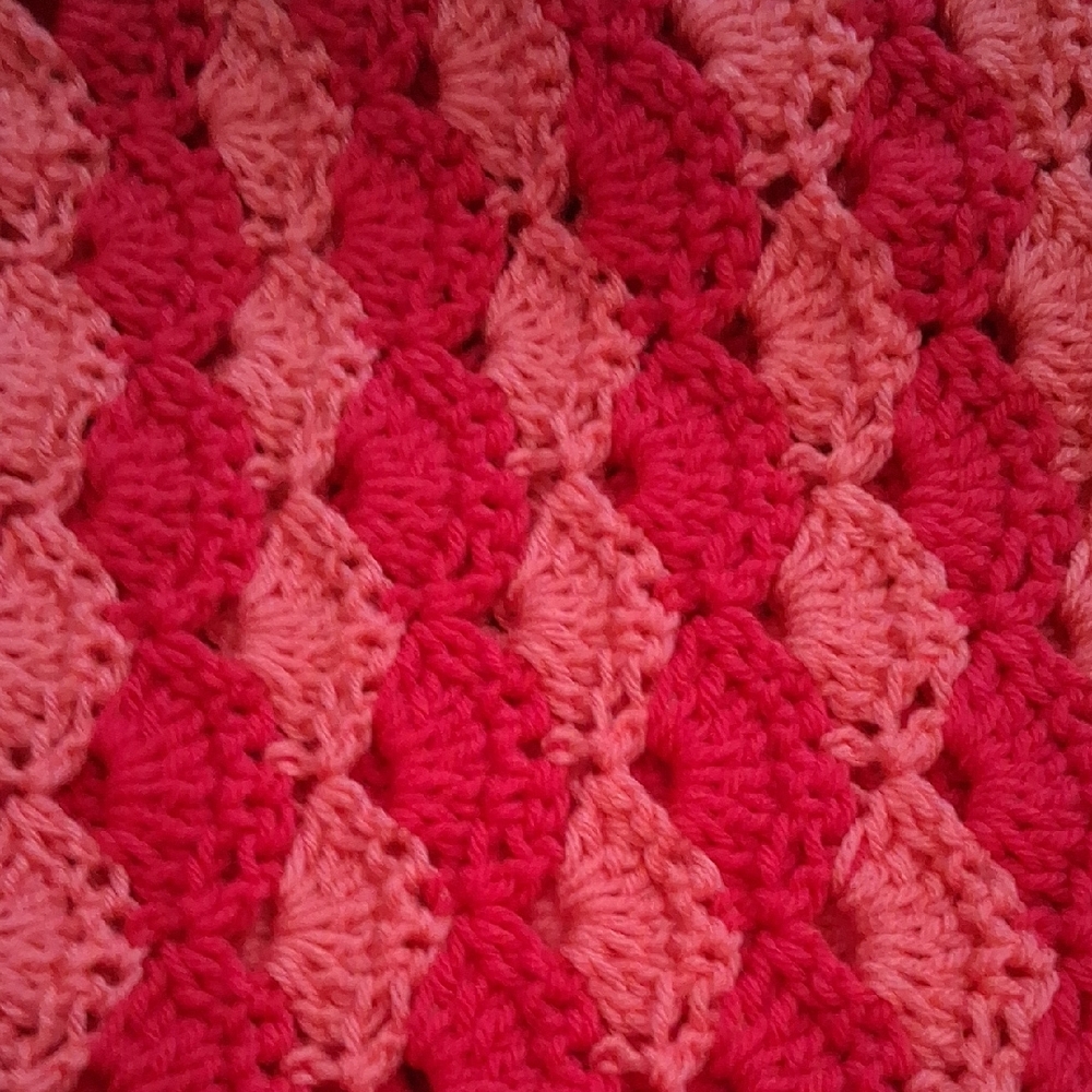Handmade Pink and Hot Pink Crochet Blanket